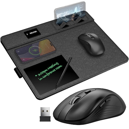 Delton Wireless Charging Mouse Pad & S8 Wireless Mouse Set, D101 Non-Skid Mouse Pad DMMPADKIT101